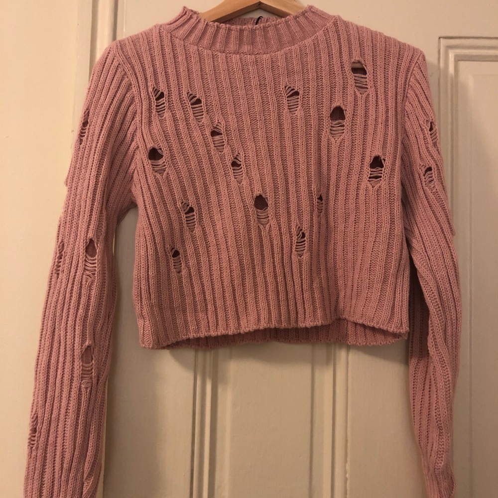 Nasty Gal distressed cropped sweater. NWT